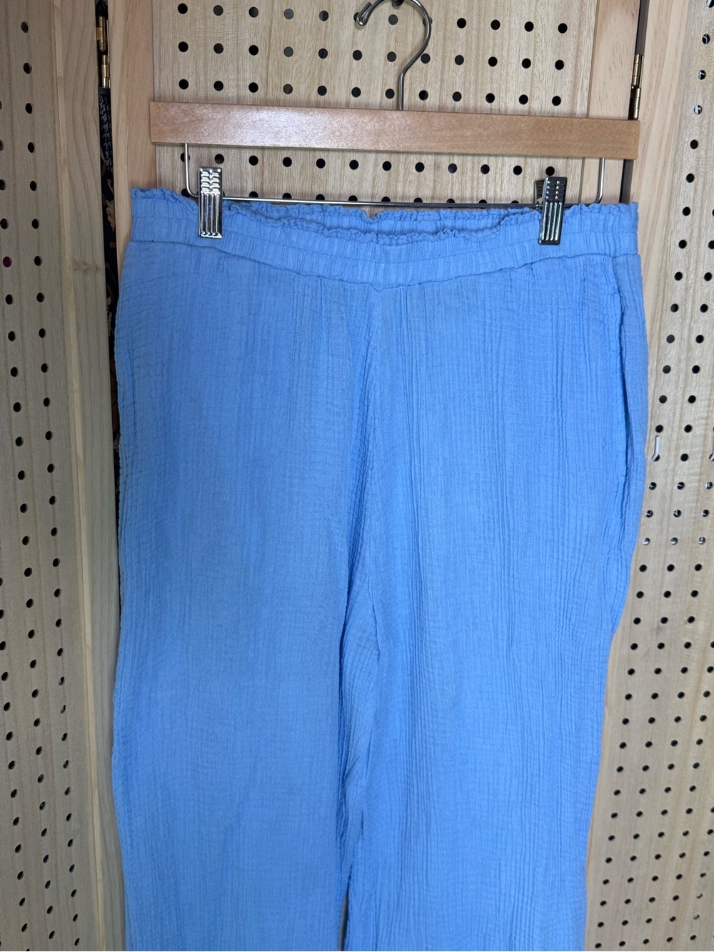 Shade & Shore Powder Sky Gauze Wide Leg Beach Pants Medium Cotton Pull-On - Picture 3 of 9